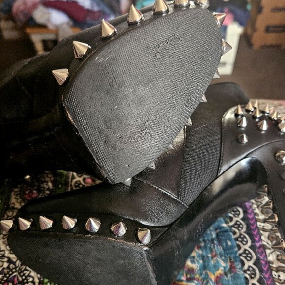 Italian made, Vero Cuoio, Black, Spiked, Ankle Boots - Picture 12 of 13